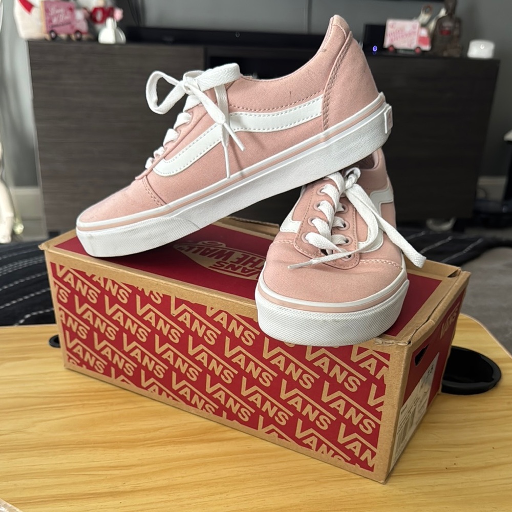 Vans Pink and White Women's Shoes